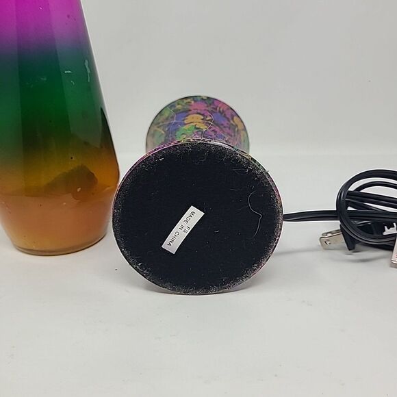 Lava Lamp 2142, Hand Painted Tri-Color Globe, White Wax  Lava Lite Motion Lamp Multi Color F2142 2016 Tie Dye Paint Ball Splatter Style